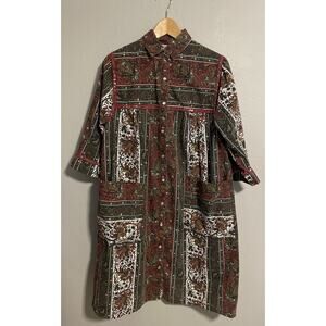 Vintage Models Coat Womens Muumuu Size 10 Paisley Floral Snap Button Boho 70s